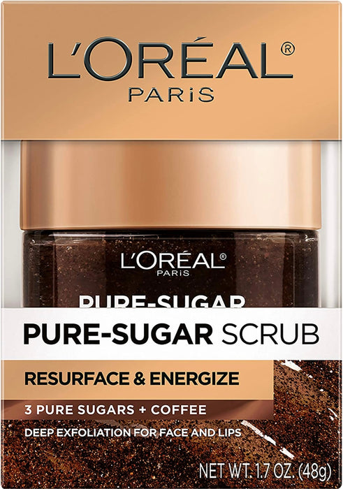 L'Oreal Paris Pure Sugar Scrub Resurface and Energize Coffee Facial Scrub, 1.7 fl. oz.