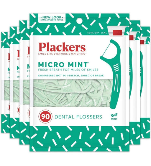 PLACKERS Micro Mint Freshens Breath, Dental Flossers Mint 90 Each