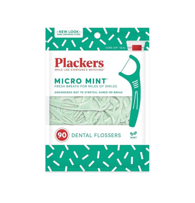 PLACKERS Micro Mint Freshens Breath, Dental Flossers Mint 90 Each