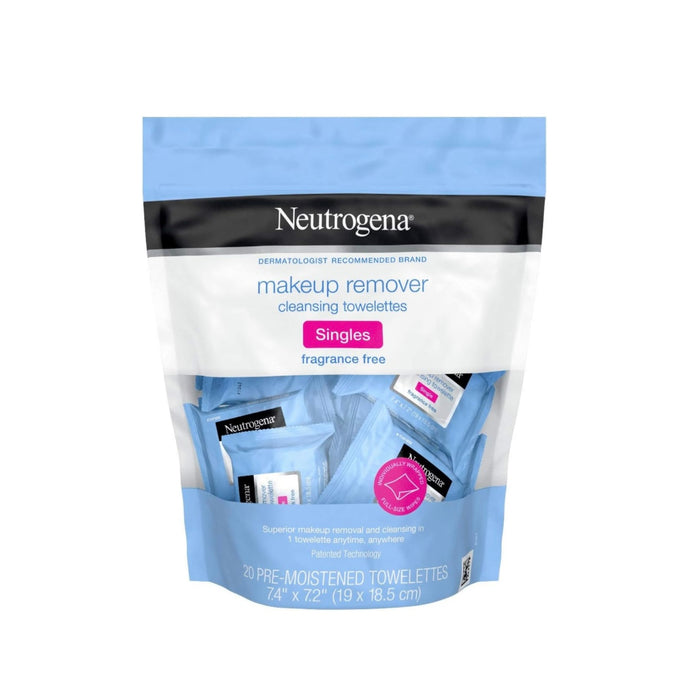 Neutrogena Fragrance-Free Makeup Remover Face Wipe Singles, 20 Ct