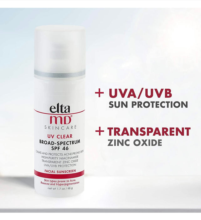 EltaMD UV Clear Broad-Spectrum SPF 46 2 ct 1.7 oz Acne-Prone Skin, Oil-free, Dermatologist-Recommended Mineral-Based Zinc Oxide Formula best sunscreen spf face beach boat brands in usa protector secret